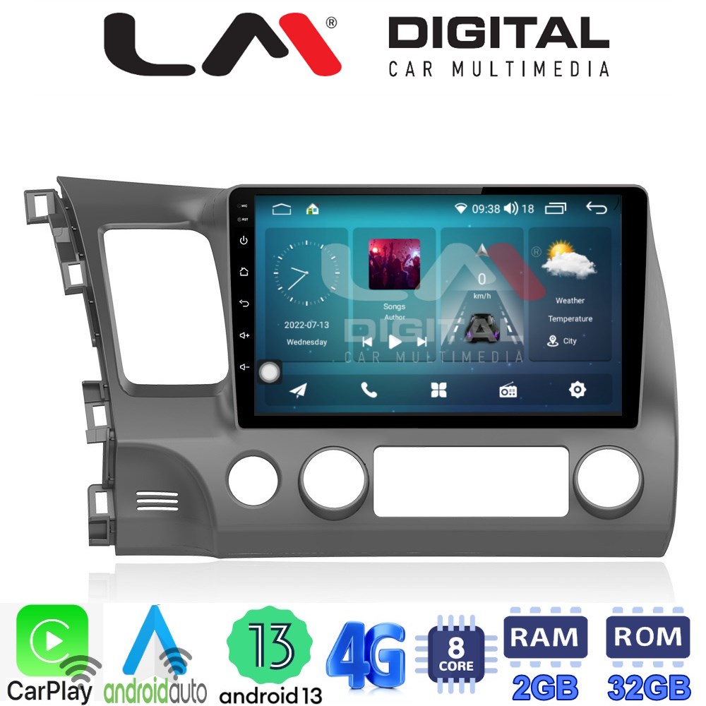 LM Digital - LM ZR8644 GPS Οθόνη OEM Multimedia Αυτοκινήτου για HONDA CIVIC 4πορτο 2006>2013 (CarPlay/AndroidAuto/BT/GPS/WIFI/GPRS)