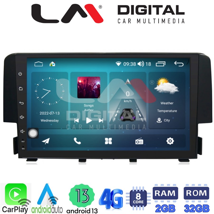 LM Digital - LM ZR8941 GPS Οθόνη OEM Multimedia Αυτοκινήτου για HONDA CIVIC 2016> (CarPlay/AndroidAuto/BT/GPS/WIFI/GPRS)