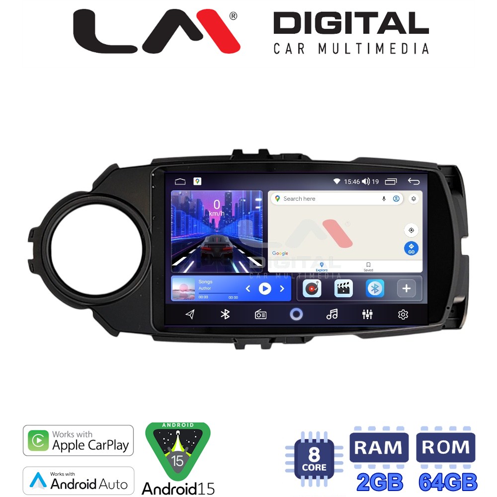 LM Digital - LM ZW8454B GPS Οθόνη OEM Multimedia Αυτοκινήτου για Toyota Yaris 2015 > 2019 (CarPlay/AndroidAuto/BT/GPS/WIFI)