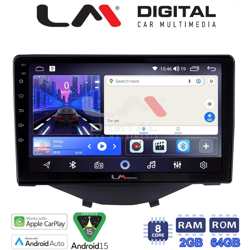 LM Digital - LM ZW8564B GPS Οθόνη OEM Multimedia Αυτοκινήτου για Toyota Aygo 2014 > Citroen C1 2014 > Peugeot 107 2014 > (CarPlay/AndroidAuto/BT/GPS/WIFI)
