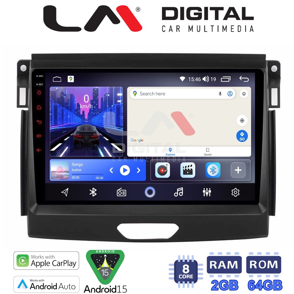 LM Digital - LM ZW8574 GPS Οθόνη OEM Multimedia Αυτοκινήτου για Ford Ranger 2015 > 2020 (CarPlay/AndroidAuto/BT/GPS/WIFI)