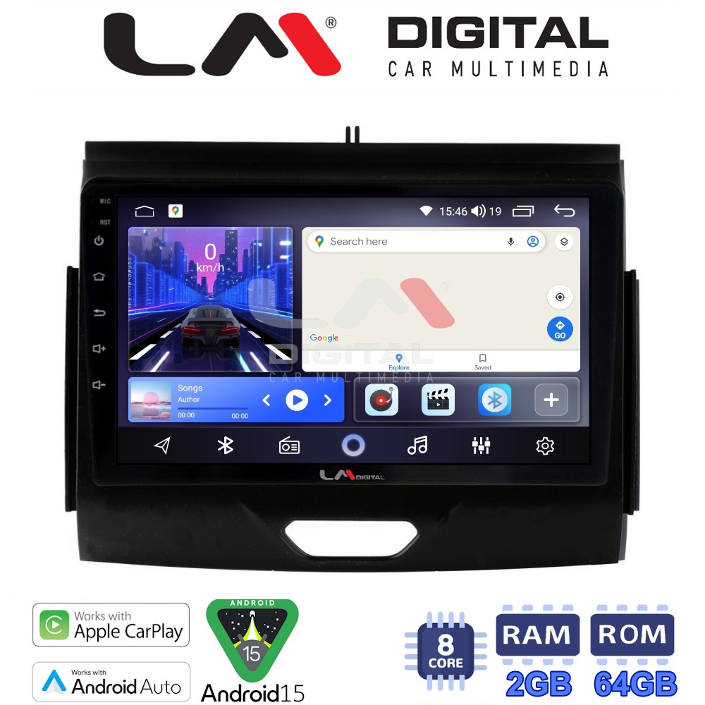 LM Digital - LM ZW8576B GPS Οθόνη OEM Multimedia Αυτοκινήτου για FORD RANGER 2015>2020 (CarPlay/AndroidAuto/BT/GPS/WIFI)
