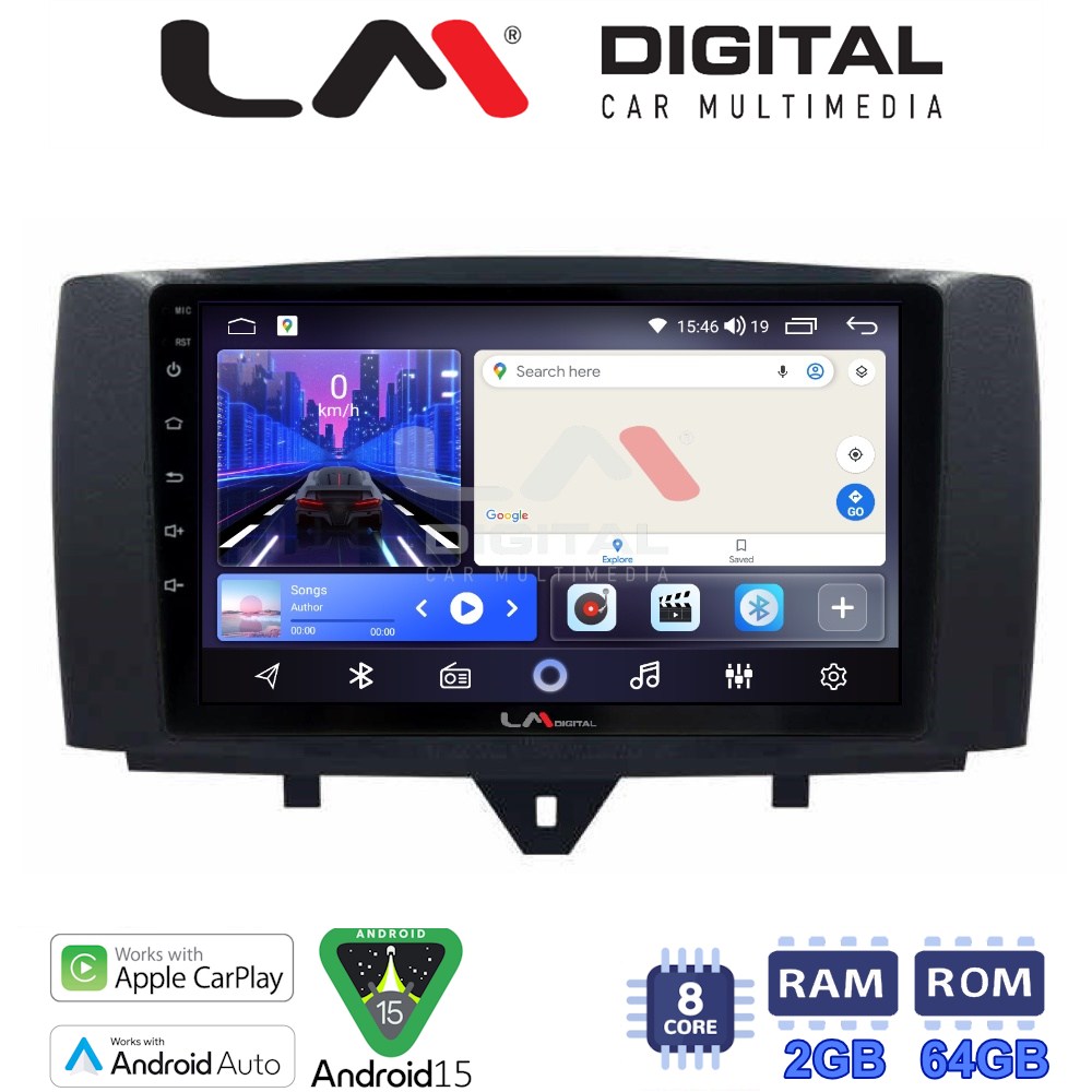 LM Digital - LM ZW8587 GPS Οθόνη OEM Multimedia Αυτοκινήτου για SMART ForTwo 2011> 2015 (CarPlay/AndroidAuto/BT/GPS/WIFI)