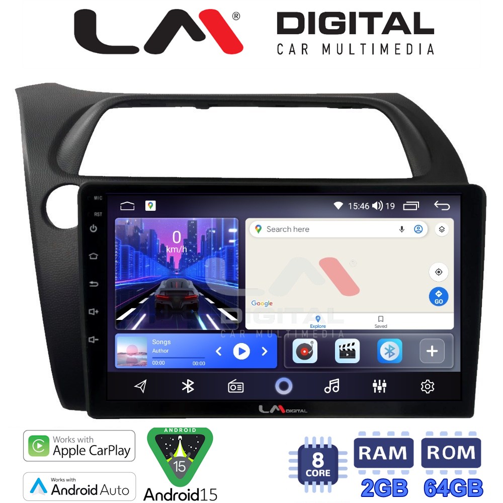 LM Digital - LM ZW8744 GPS Οθόνη OEM Multimedia Αυτοκινήτου για HONDA CIVIC 3/5D 2006-2012 (CarPlay/AndroidAuto/BT/GPS/WIFI)