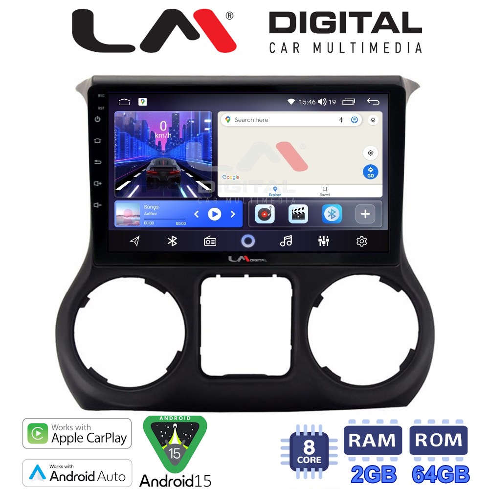 LM Digital - LM ZW8745B GPS Οθόνη OEM Multimedia Αυτοκινήτου για Jeep Wrangler 2011 > 2017 (CarPlay/AndroidAuto/BT/GPS/WIFI)