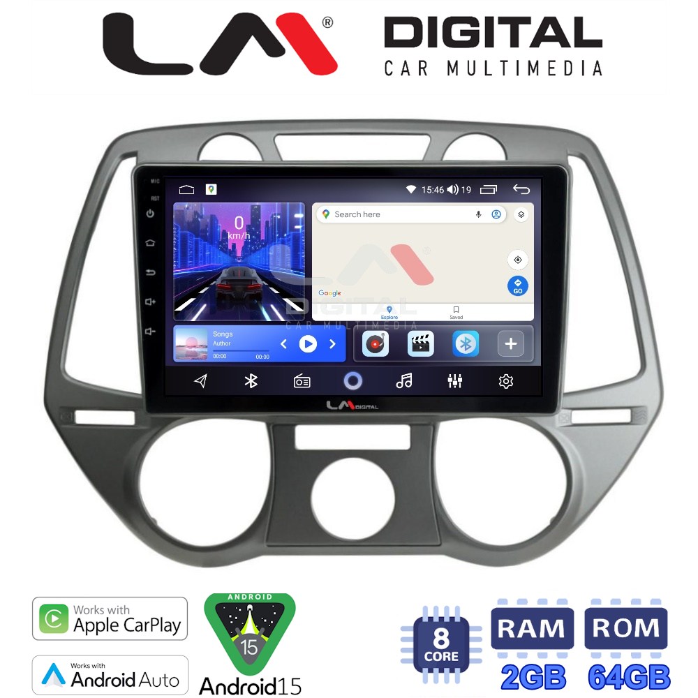 LM Digital - LM ZW8838 GPS Οθόνη OEM Multimedia Αυτοκινήτου για Hyundai i20 2008 > 2014 (CarPlay/AndroidAuto/BT/GPS/WIFI)