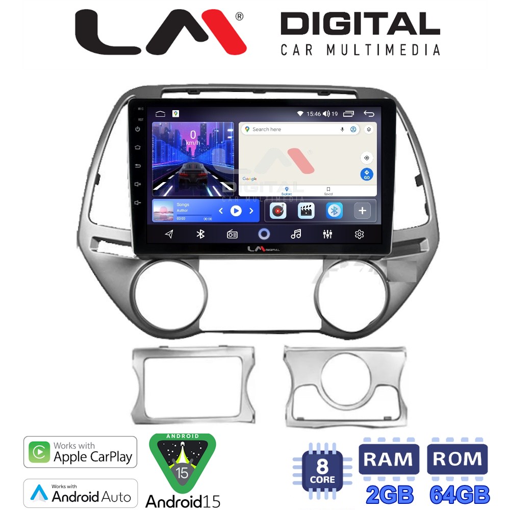 LM Digital - LM ZW8839 GPS Οθόνη OEM Multimedia Αυτοκινήτου για HYUNDAI i20 2008>2013 (CarPlay/AndroidAuto/BT/GPS/WIFI)
