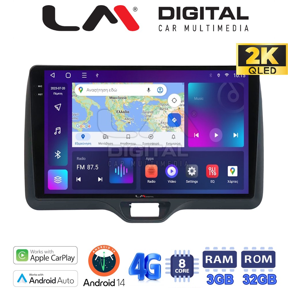 Οθόνη Multimedia LM Digital ZD8554H GPS Με Apple CarPlay / Android Auto / BT / GPS / WIFI / GPRS Για TOYOTA YARIS 2020 - 2023