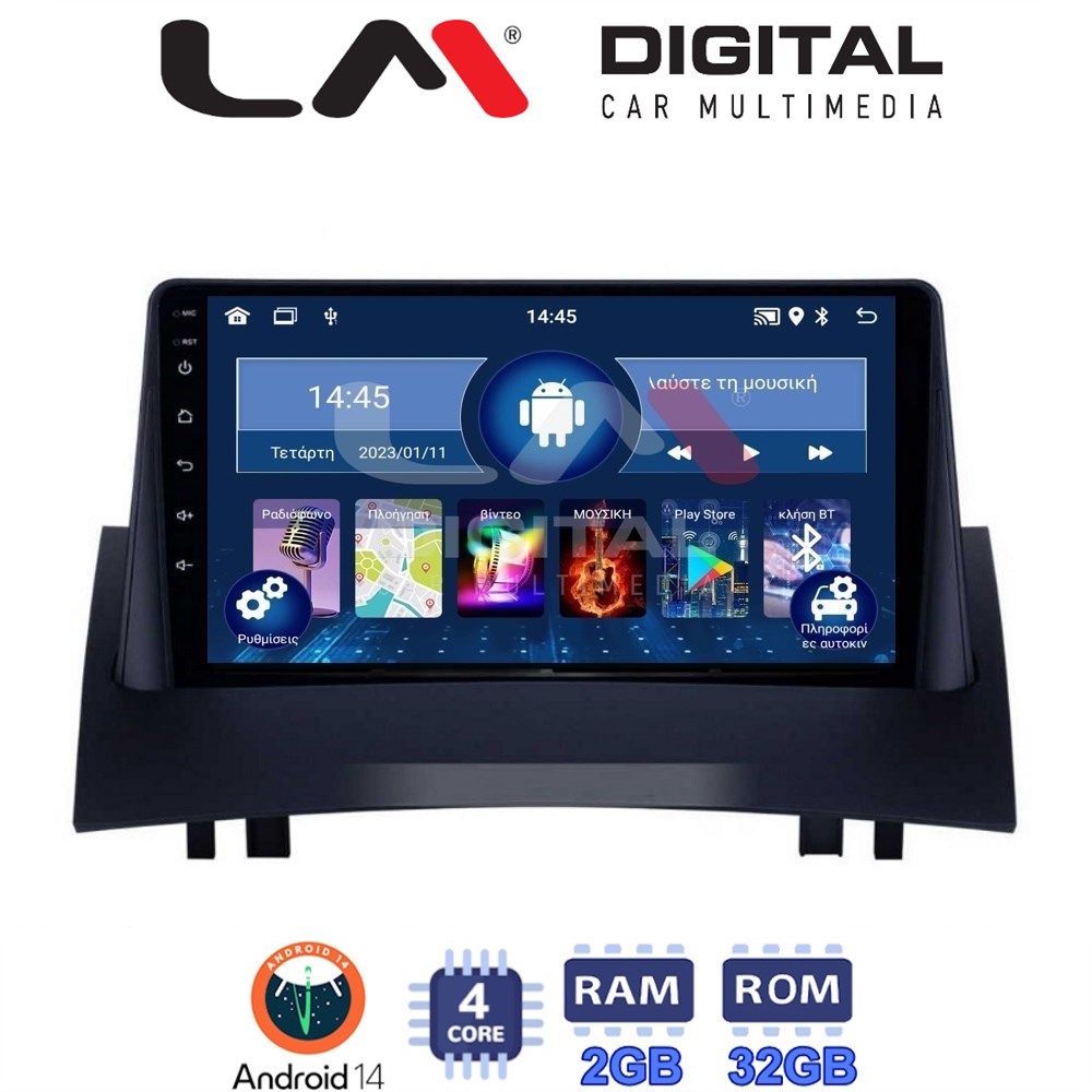 Οθόνη Multimedia LM Digital ZL4138 GPS Με BT / GPS / WiFi Για RENAULT MEGANE 2002 - 2008