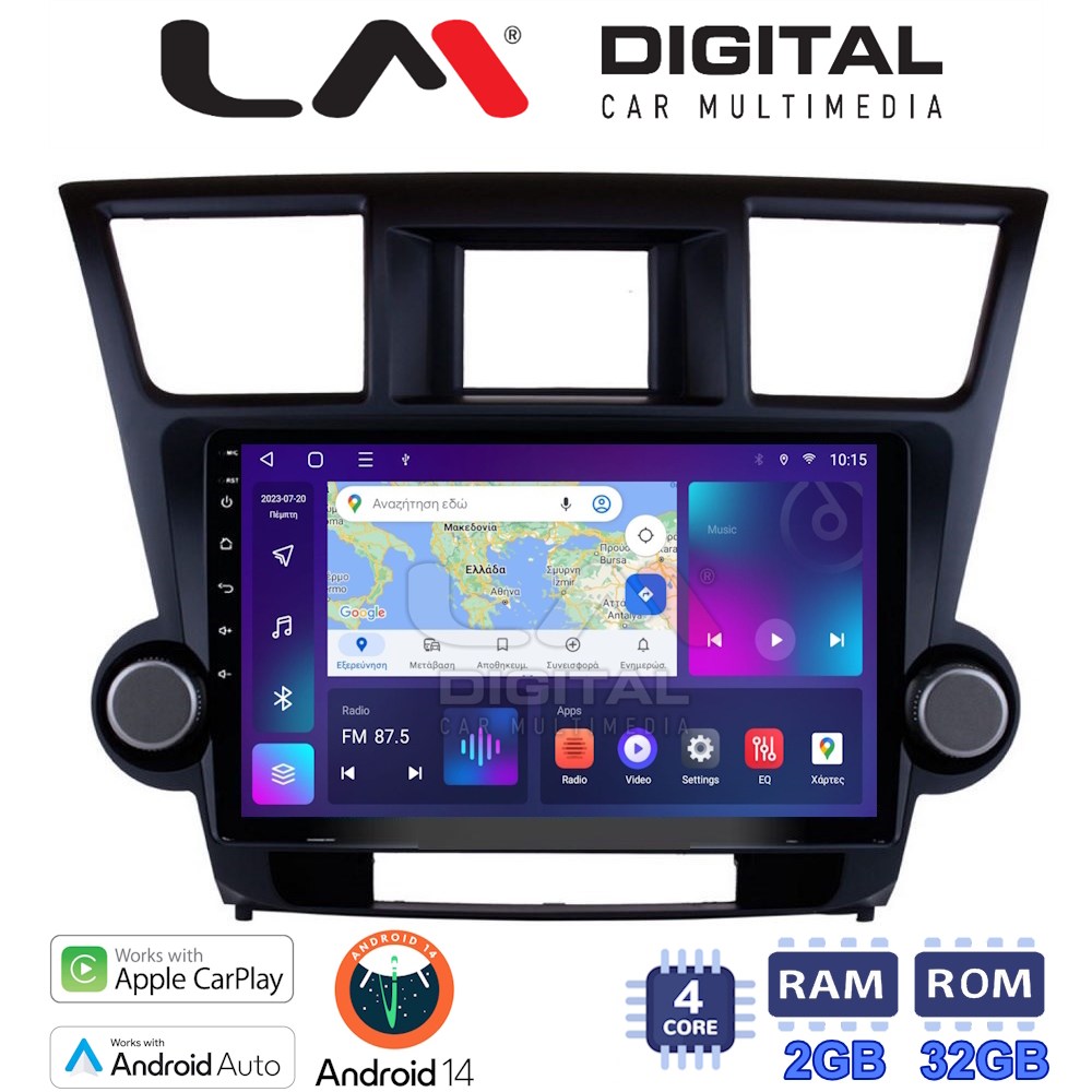 Οθόνη Multimedia LM Digital ZN4089 GPS Με Apple CarPlay / Android Auto / BT / GPS / WiFi / GPRS Για TOYOTA HIGHLANDER 2008 - 2015