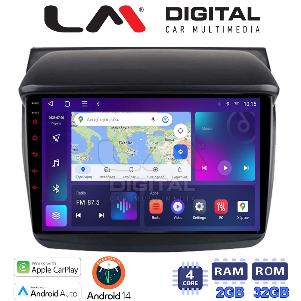 Οθόνη Multimedia LM Digital ZN4094 GPS Με Apple CarPlay / Android Auto / BT / GPS / WiFi / GPRS Για MITSUBISHI L200 2006 - 2014