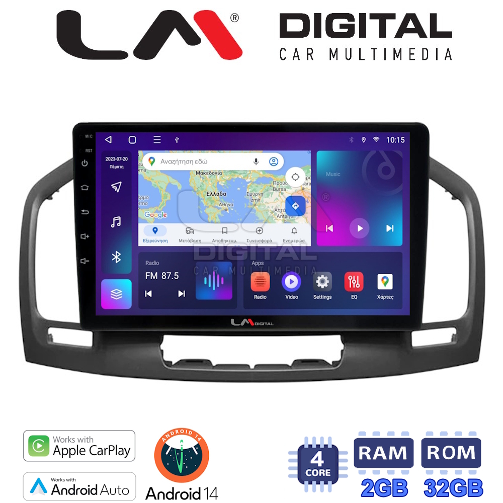 Οθόνη Multimedia LM Digital ZN4114 GPS Με Apple CarPlay / Android Auto / BT / GPS / WiFi / GPRS Για OPEL INSIGNIA 2007 - 2013