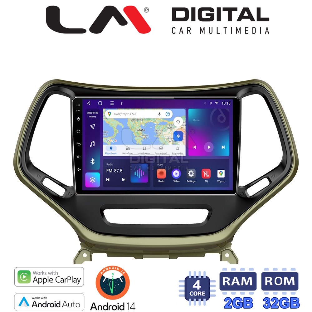 Οθόνη Multimedia LM Digital ZN4119 GPS Με Apple CarPlay / Android Auto / BT / GPS / WiFi / GPRS Για JEEP CHEROKEE 2014+