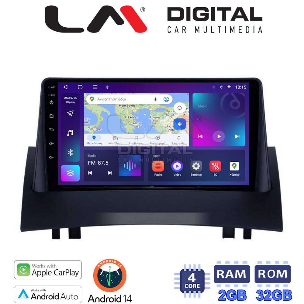 Οθόνη Multimedia LM Digital ZN4138 GPS Με Apple CarPlay / Android Auto / BT / GPS / WiFi / GPRS Για RENAULT MEGANE 2002 - 2008