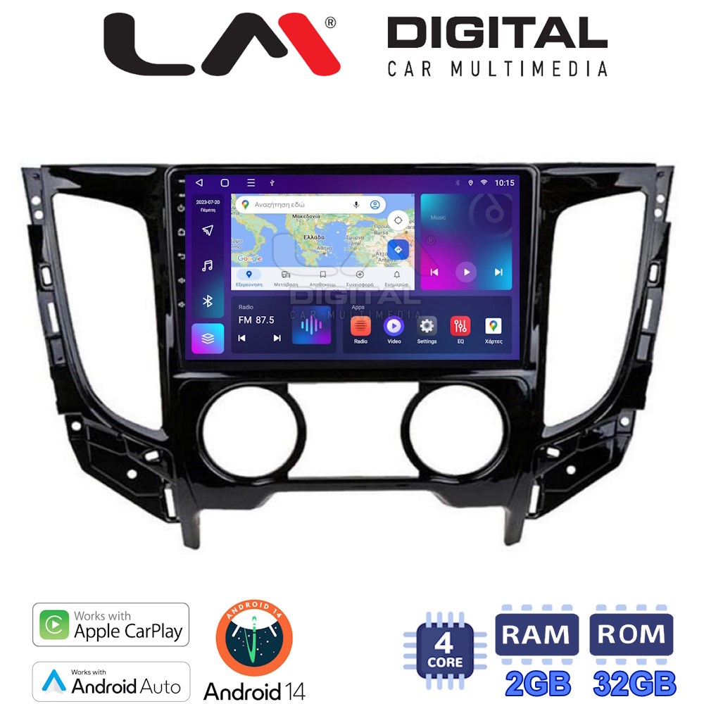 Οθόνη Multimedia LM Digital ZN4230A GPS Με Apple CarPlay / Android Auto / BT / GPS / WiFi / GPRS Για MITSUBISHI L200 2014+ Με AIR CONDITION