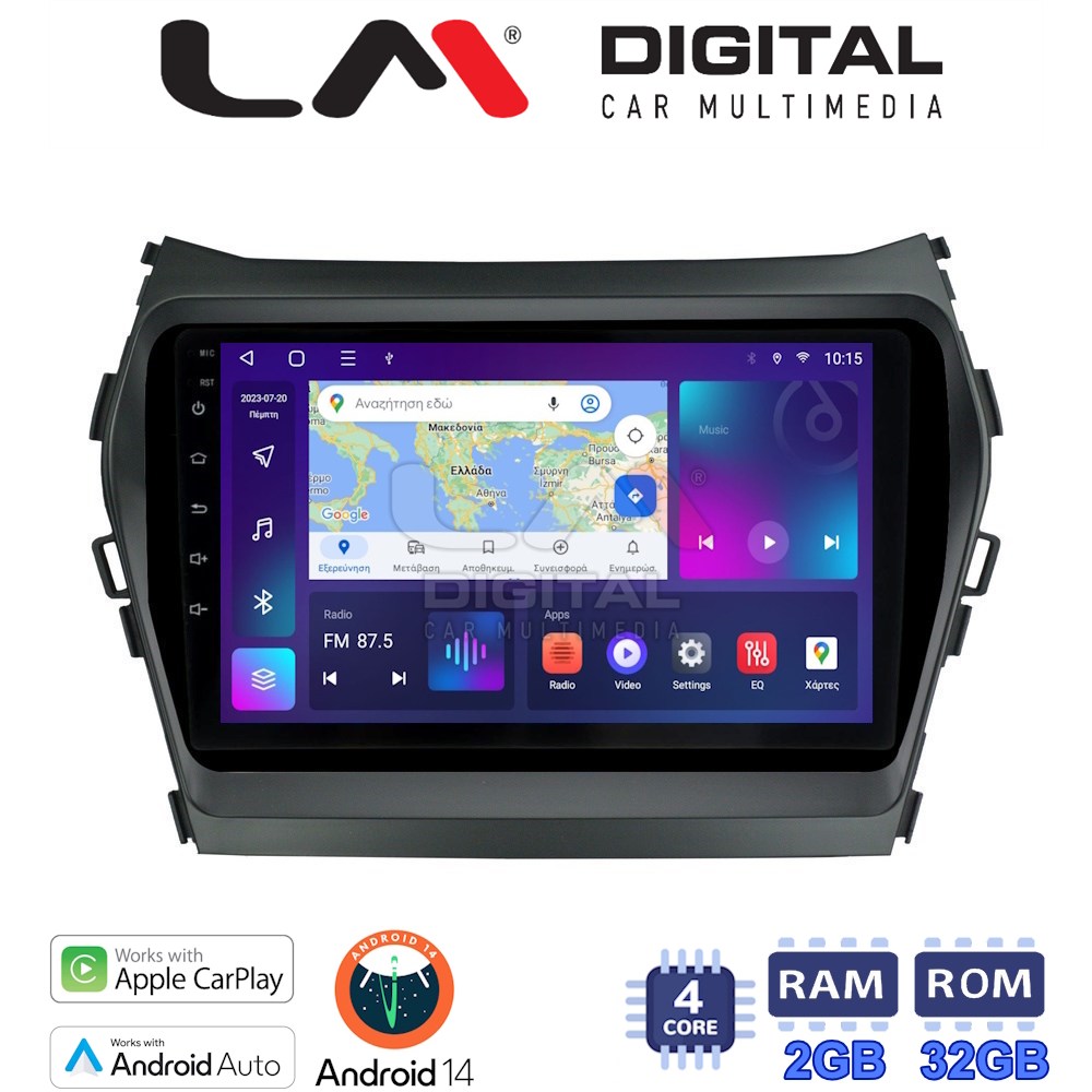 Οθόνη Multimedia LM Digital ZN4309 GPS Με Apple CarPlay / Android Auto / BT / GPS / WiFi / GPRS Για HYUNDAI SANTA FE 2013 - 2017 / HYUNDAI ix45