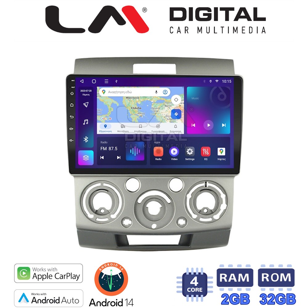 Οθόνη Multimedia LM Digital ZN4360 GPS Με Apple CarPlay / Android Auto / BT / GPS / WiFi / GPRS Για MAZDA BT 50 / FORD RANGER 2006 - 2011