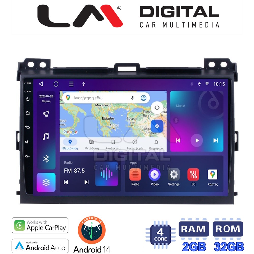 Οθόνη Multimedia LM Digital ZN4384 GPS Με Apple CarPlay / Android Auto / BT / GPS / WiFi / GPRS Για TOYOTA LANDCRUISER (J100) 2003 - 2009