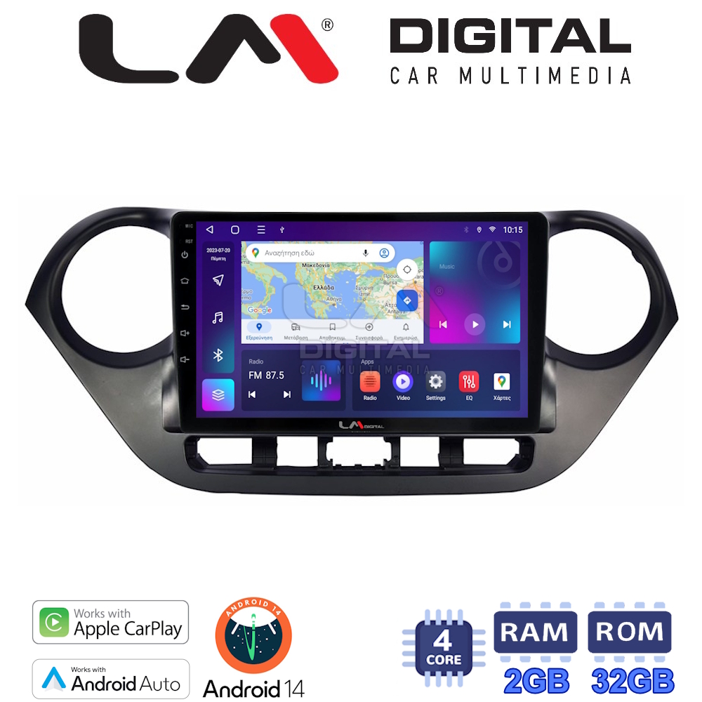 Οθόνη Multimedia LM Digital ZN4406 GPS Με Apple CarPlay / Android Auto / BT / GPS / WiFi / GPRS Για HYUNDAI i10 2014+