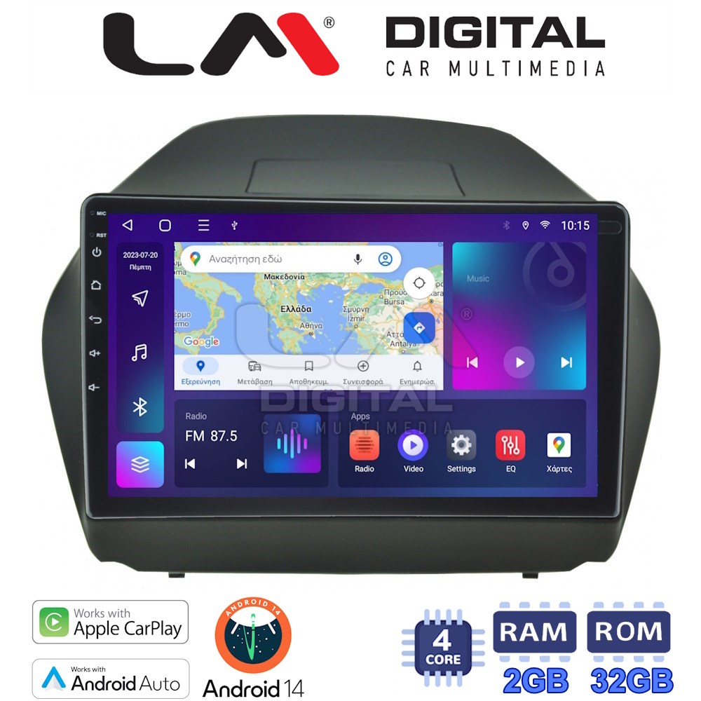 Οθόνη Multimedia LM Digital ZN4414 GPS Με Apple CarPlay / Android Auto / BT / GPS / WiFi / GPRS Για HYUNDAI ix35 2009 - 2015