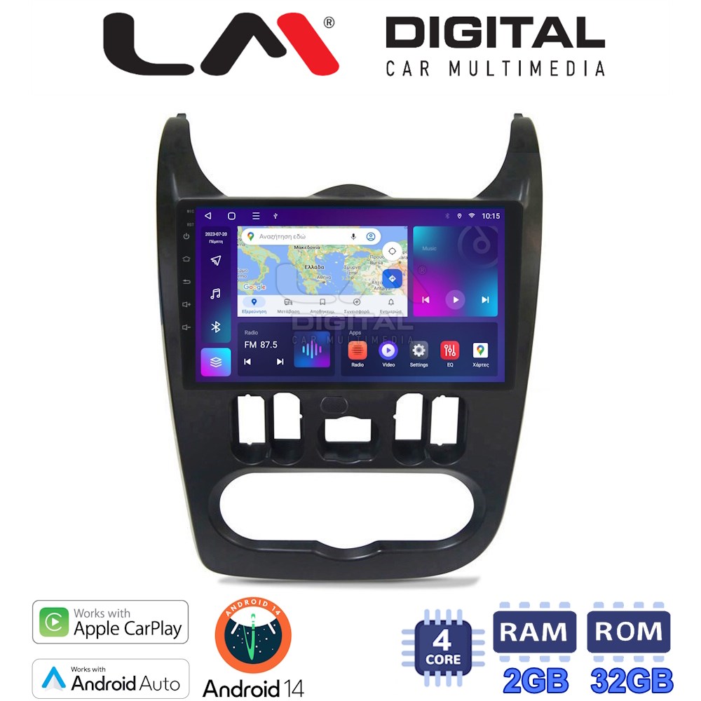 Οθόνη Multimedia LM Digital ZN4432B GPS Με Apple CarPlay / Android Auto / BT / GPS / WiFi / GPRS Για DACIA DUSTER 2006 - 2012