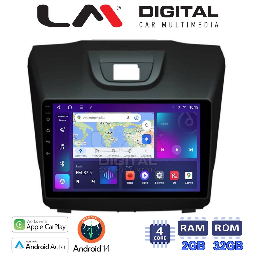 Οθόνη Multimedia LM Digital ZN4435 GPS Με Apple CarPlay / Android Auto / BT / GPS / WiFi / GPRS Για ISUZU D-MAX 2012+