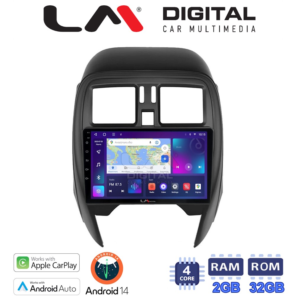 Οθόνη Multimedia LM Digital ZN4460 GPS Με Apple CarPlay / Android Auto / BT / GPS / WiFi / GPRS Για NISSAN MICRA K13 2010 - 2016