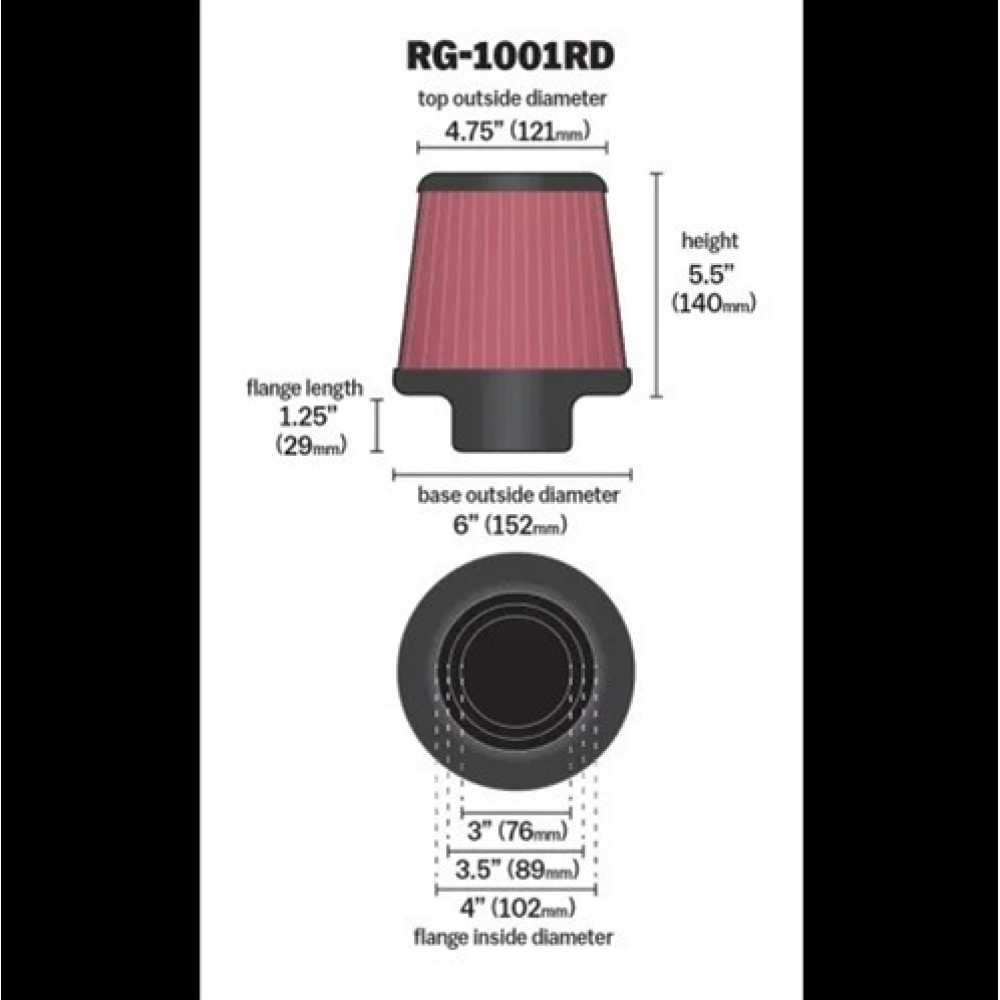 Φιλτροχοάνη Ανοιχτή Universal Φ 76x89x102-140 1τμχ K&N