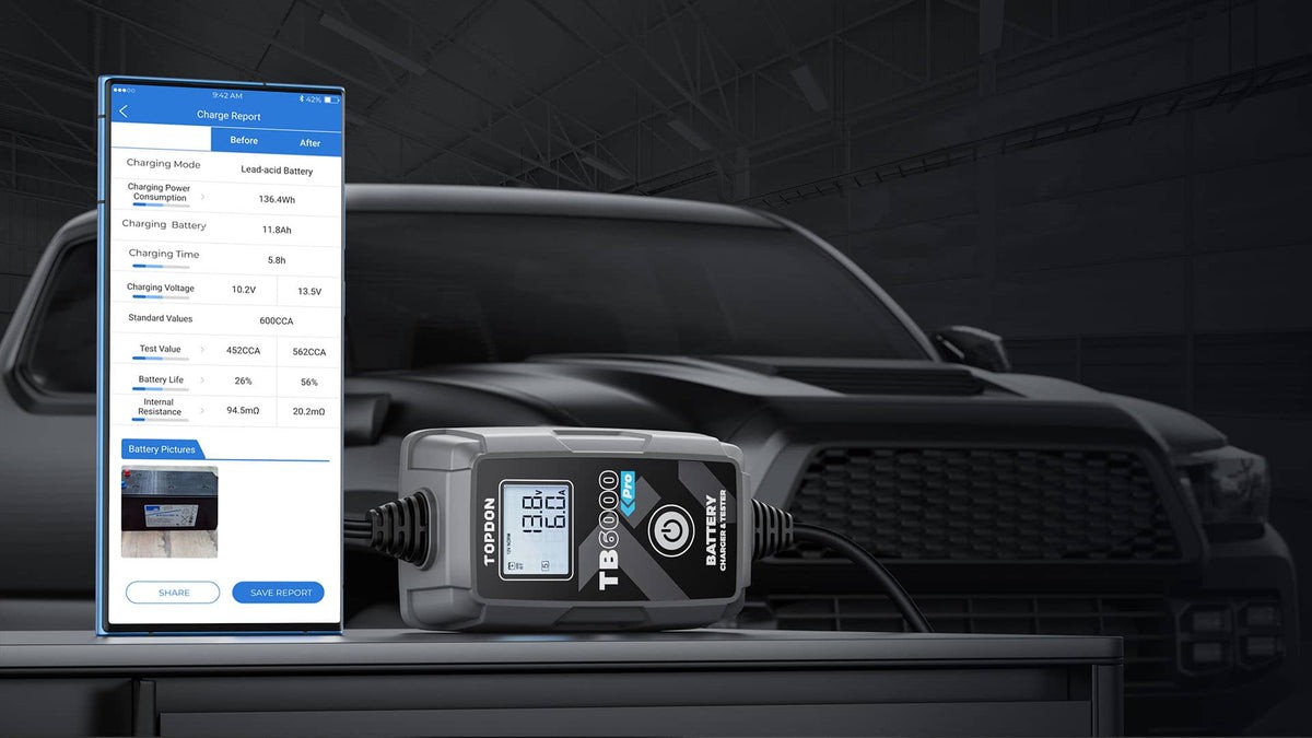 Έξυπνος Φορτιστής, Συντηρητής & Διαγνωστικό Μπαταρίας TOPDON TB6000 Pro (6V - 12V / 6A)