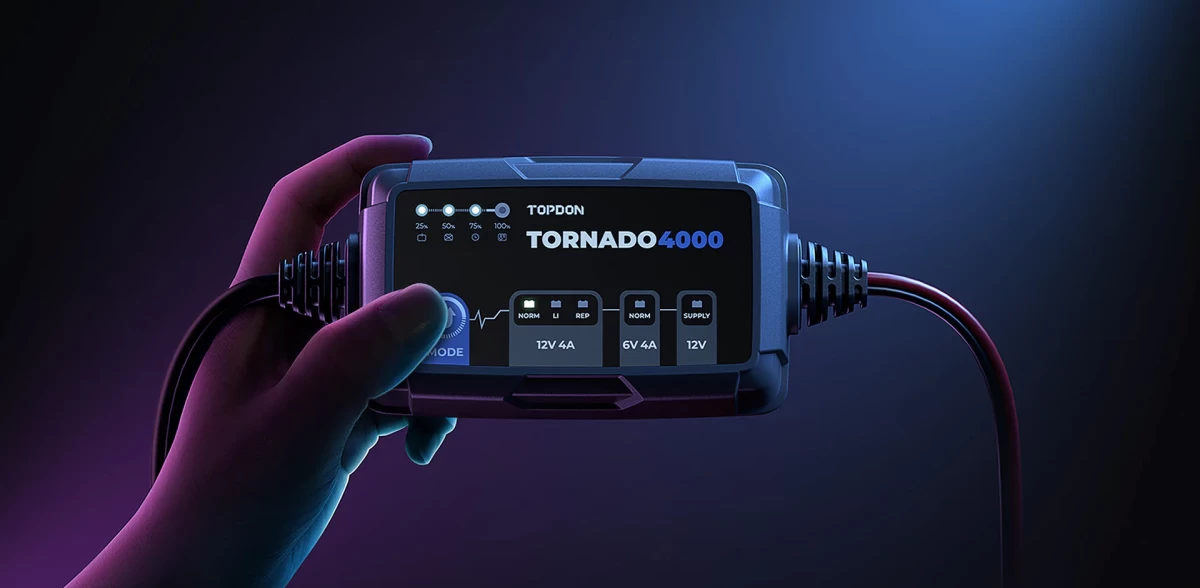 Έξυπνος Φορτιστής & Συντηρητής Μπαταρίας TOPDON TORNADO 4000 (6V - 12V / 4A)