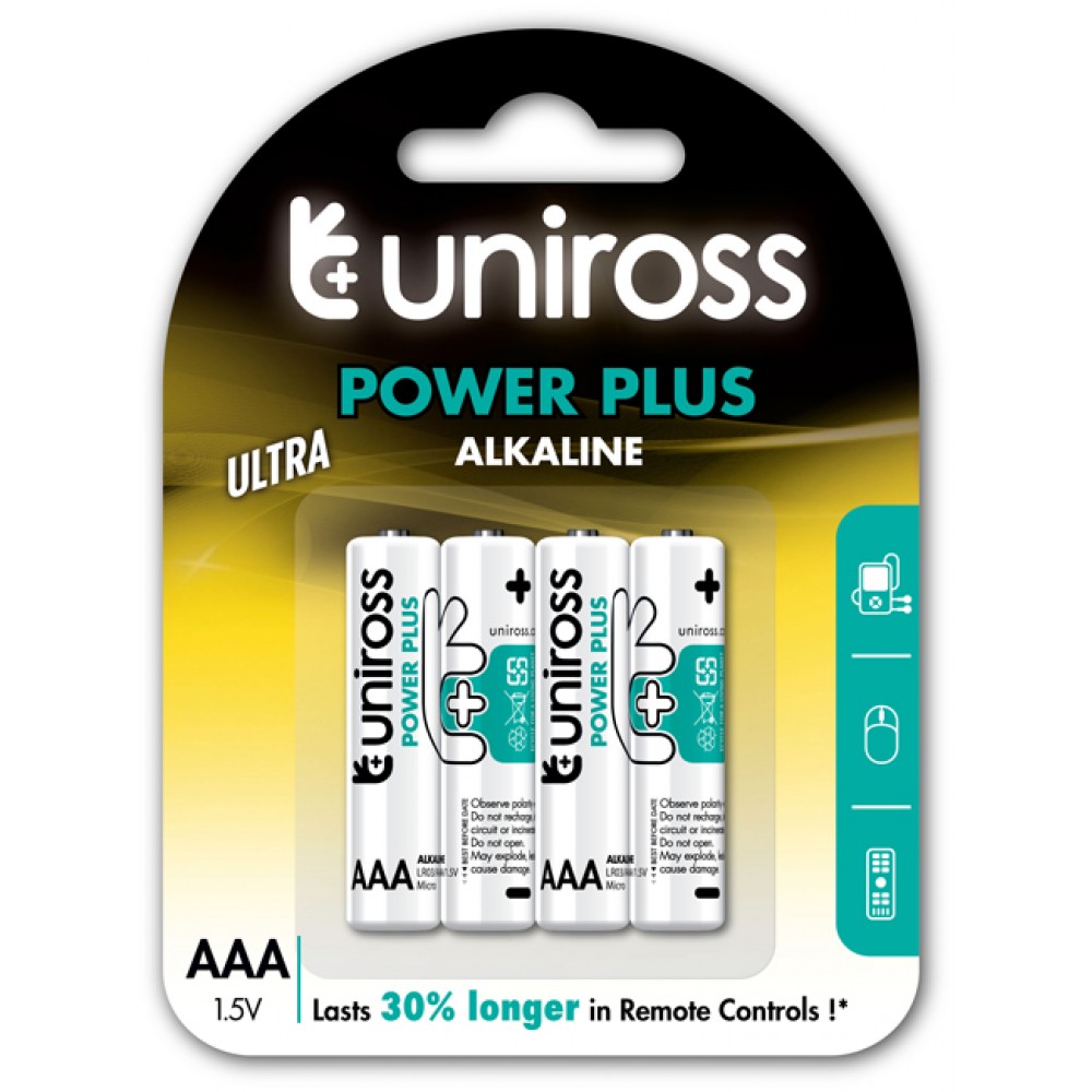 Μπαταρίες UNIROSS Power Plus Alkaline AAA (4 τεμάχια)