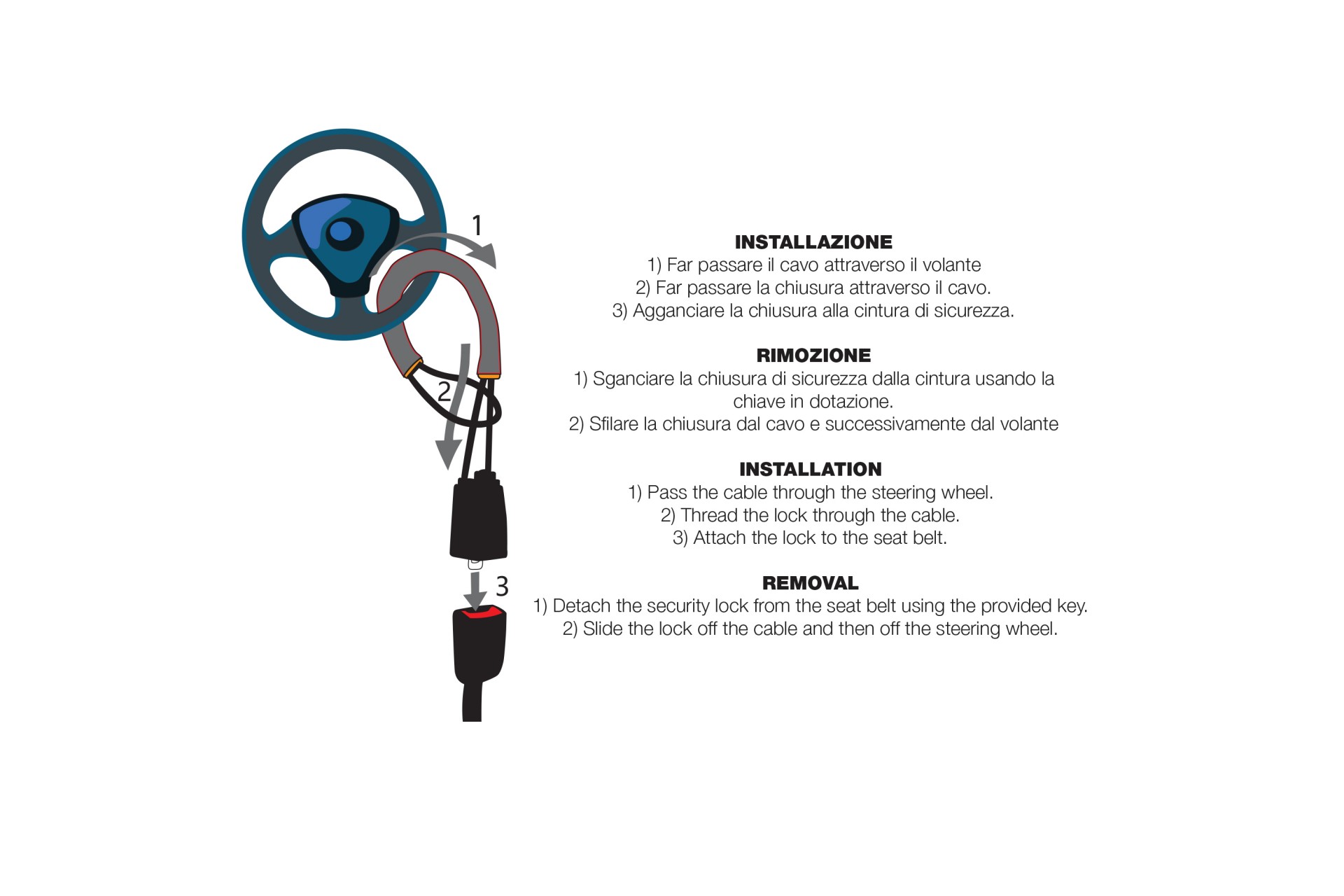 ΑΝΤΙΚΛΕΠΤΙΚΟ ΤΙΜΟΝΙΟΥ ΜΕ ΑΠΕΝΕΡΓΟΠΟΙΗΤΗ ΖΩΝΗΣ ΚΑΙ 3 ΚΛΕΙΔΙΑ SIMONI RACING  - 1 τεμ.