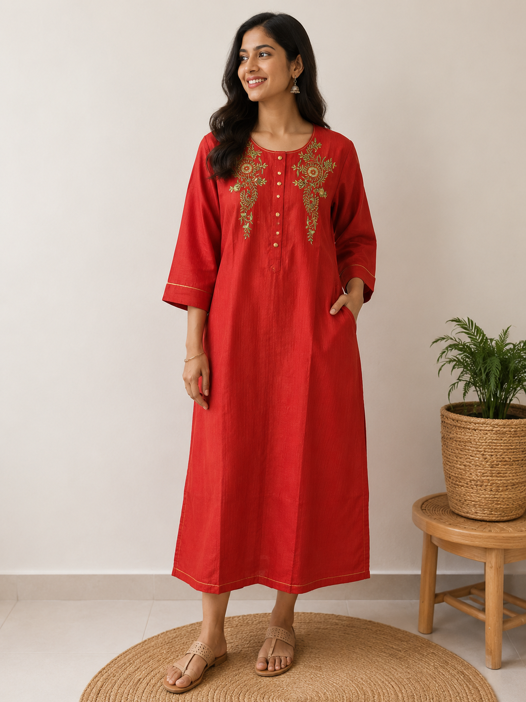Scarlet Embroidered Everyday Ethnic Maxi Dress