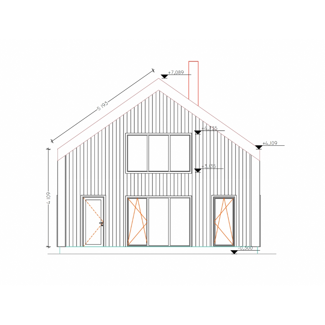 frontal drawing of classic