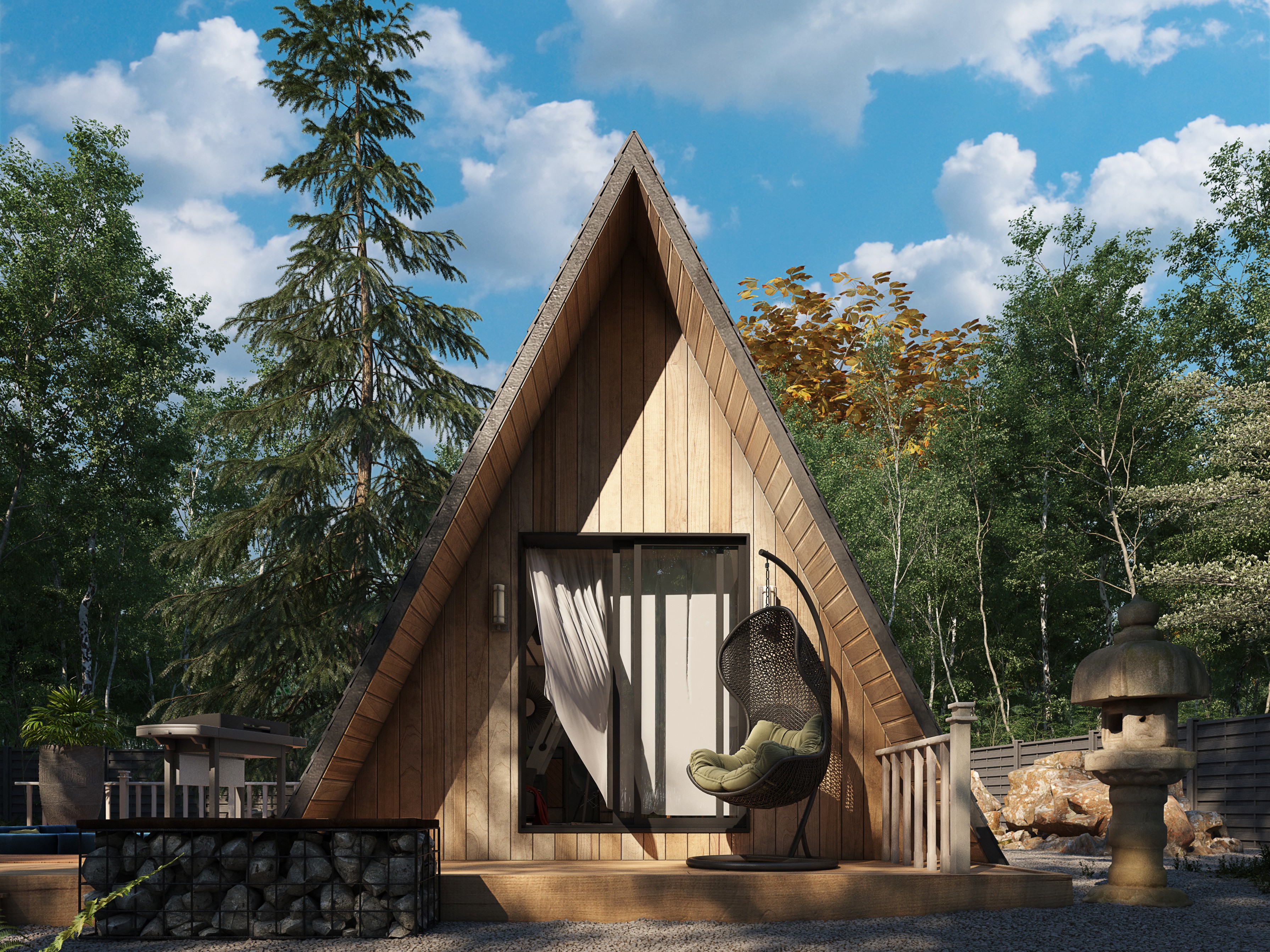 Image of Avrame Solo+ 42 A-frame, with standing seam roof