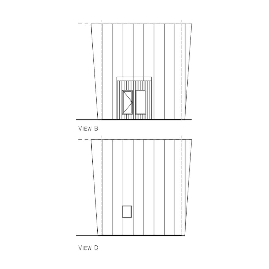side drawing of trio
