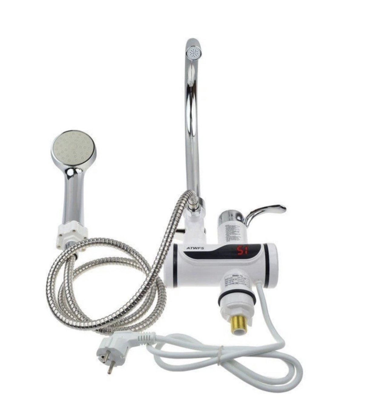 Кран проточный водонагреватель с LCD экраном и душем Instant Electric Heating Water Faucet - зображення 4