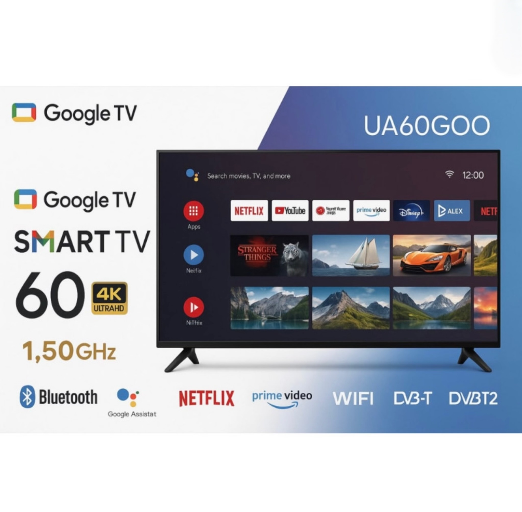 Телевізор 60 "LED FHD 60Hz Smart Google TV, 2/16GB / T2 / Wifi