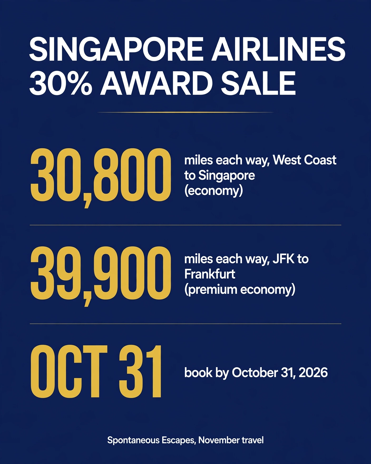 Singapore Airlines Drops West Coast Awards to 30,800 Miles — but the Promo Tickets Cannot Be Changed or Cancelled
