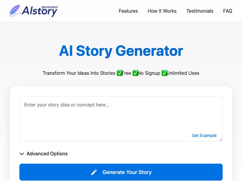AI Story Generator Screenshot