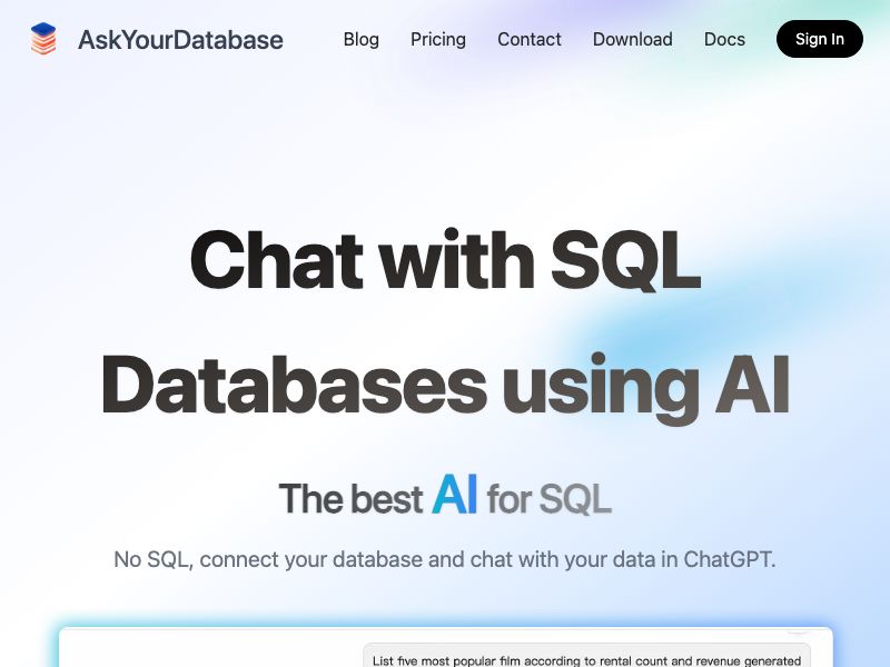 AskYourDatabase Screenshot