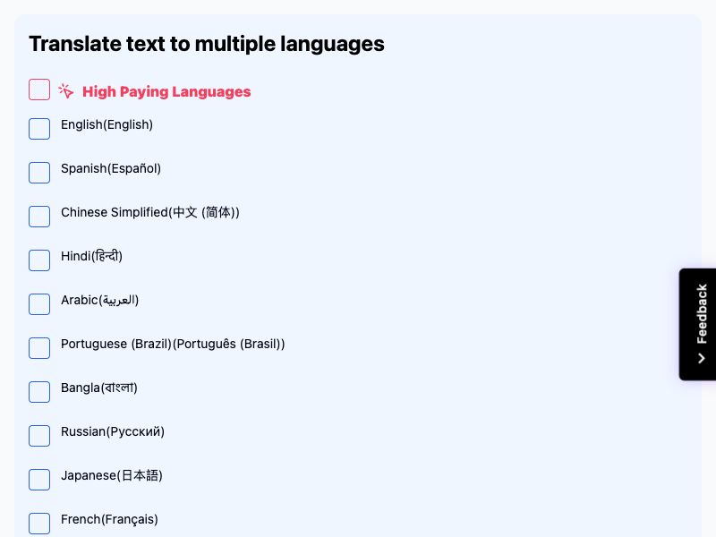 Bulk Languages Translator