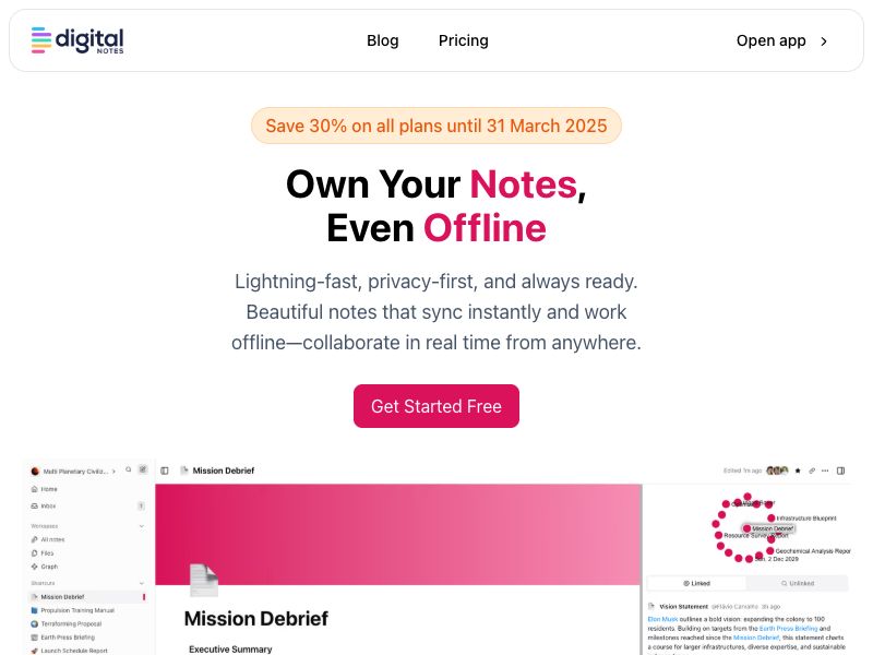 Digital Notes Screenshot