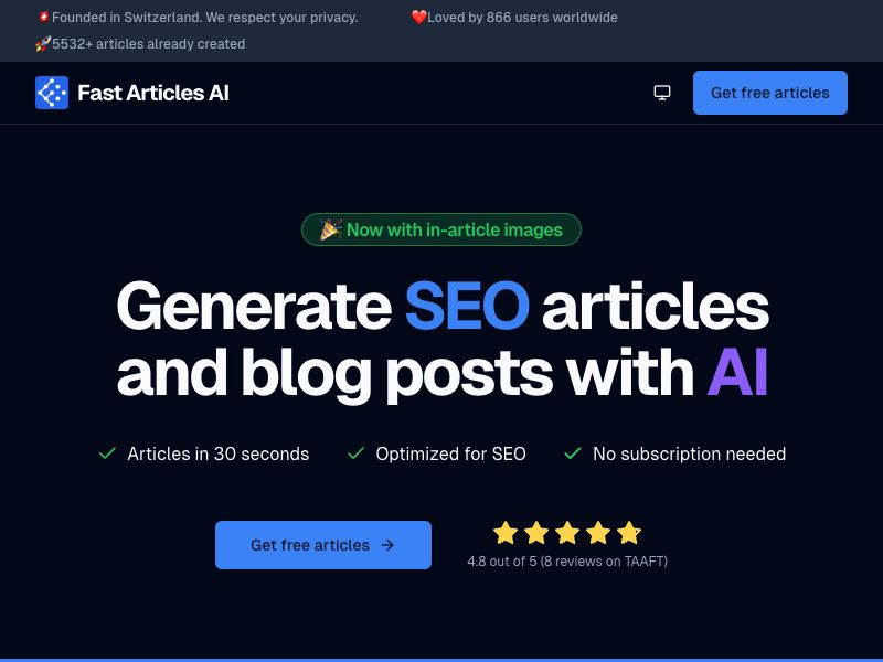 Fast Articles AI Screenshot