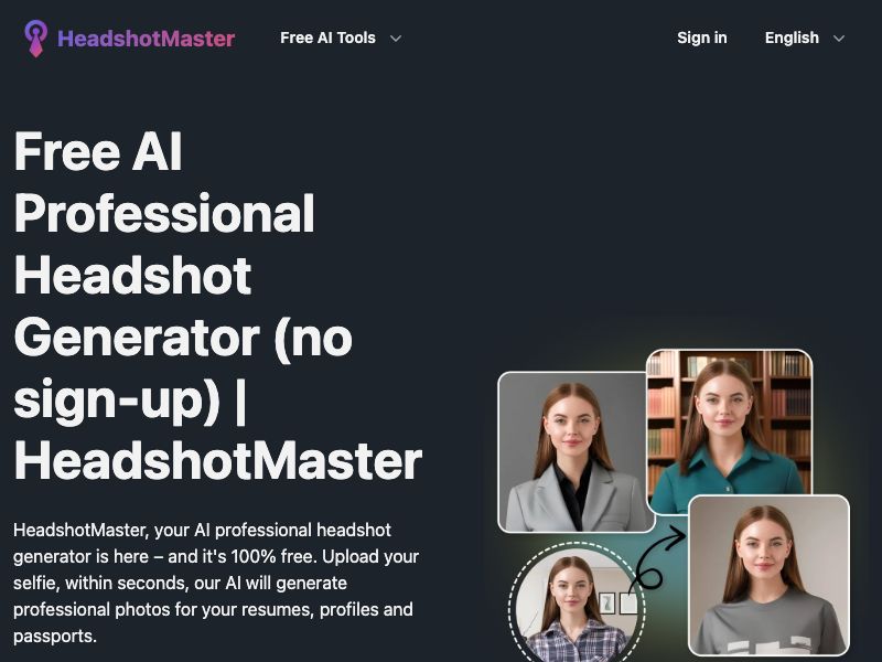 Free AI Headshot Generator (no sign-up) Screenshot