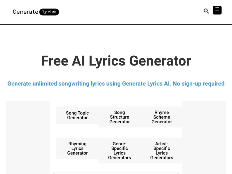 GenerateLyrics Screenshot