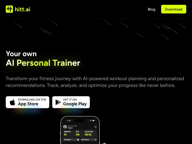 hitt.ai - Your own AI Personal Trainer Screenshot