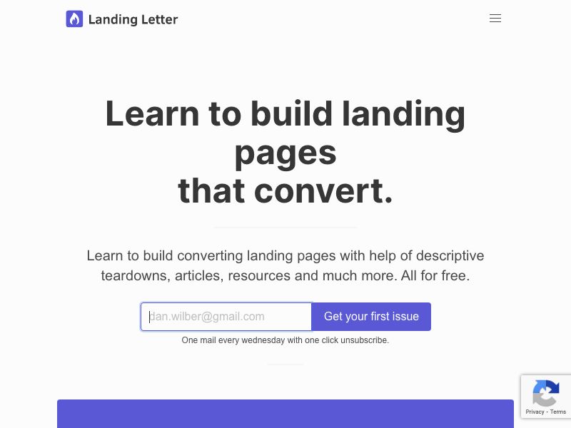 Landing Letter Screenshot