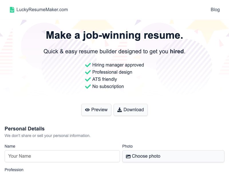 Lucky Resume Maker