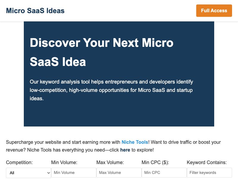 microsaasideas.net Screenshot